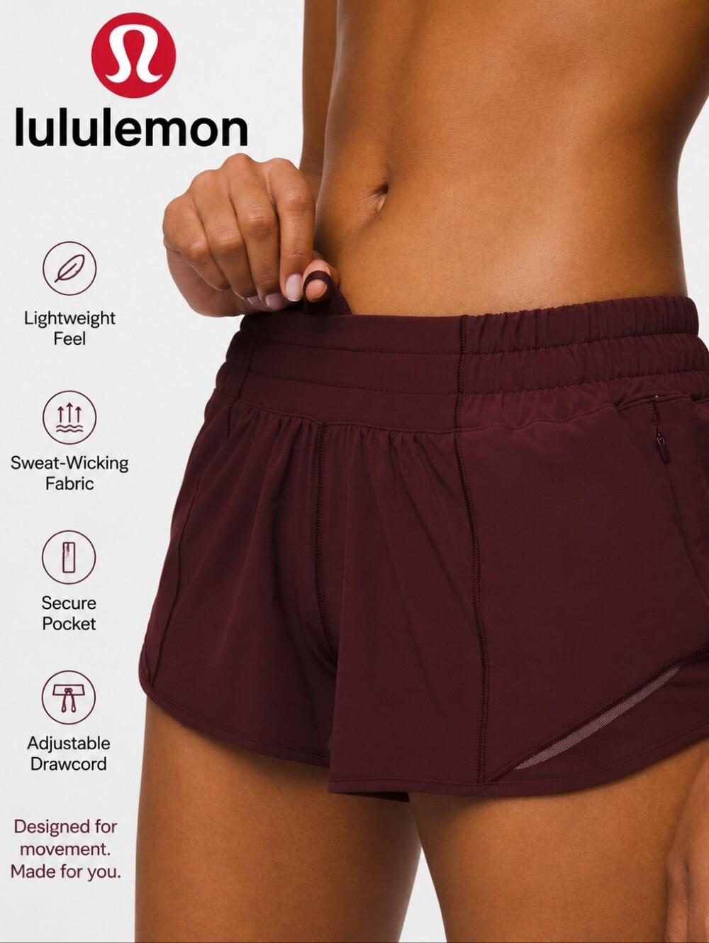 Lululemon Hottie Hot Short II Garnet Athletic Active Gym Size 6 Regular